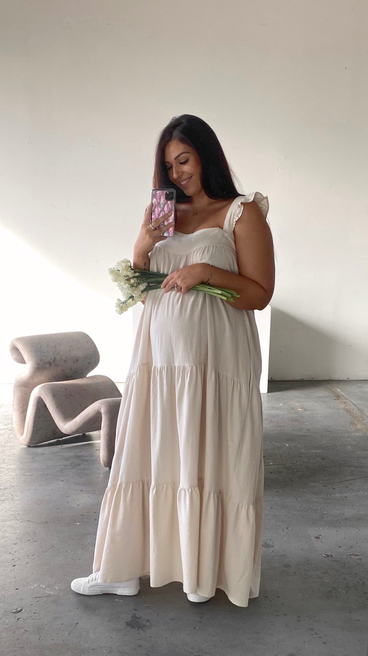 Kikodress - Kahlo Maxi Dress - Natural Oatley Print