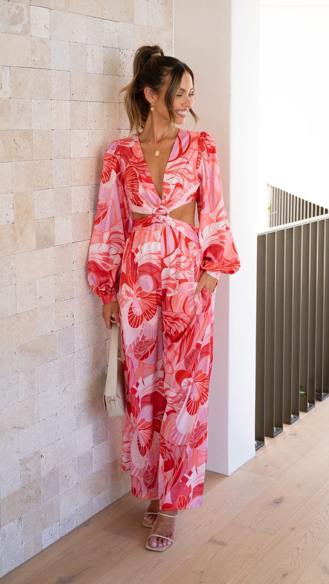 Kikodress - Angela Jumpsuit - Pink Floral