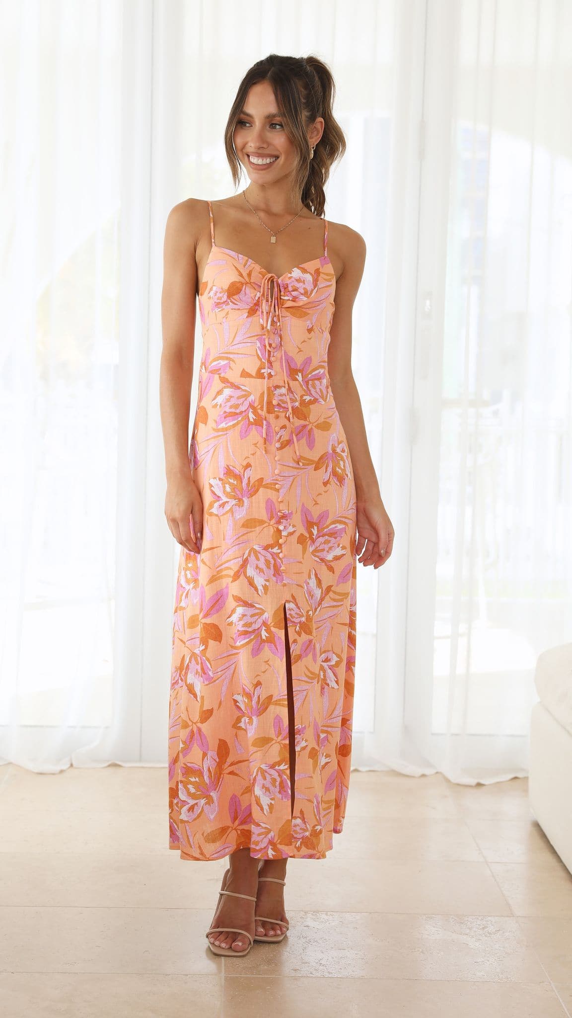 Kikodress - Carmen Halter Sundress - Pink Floral