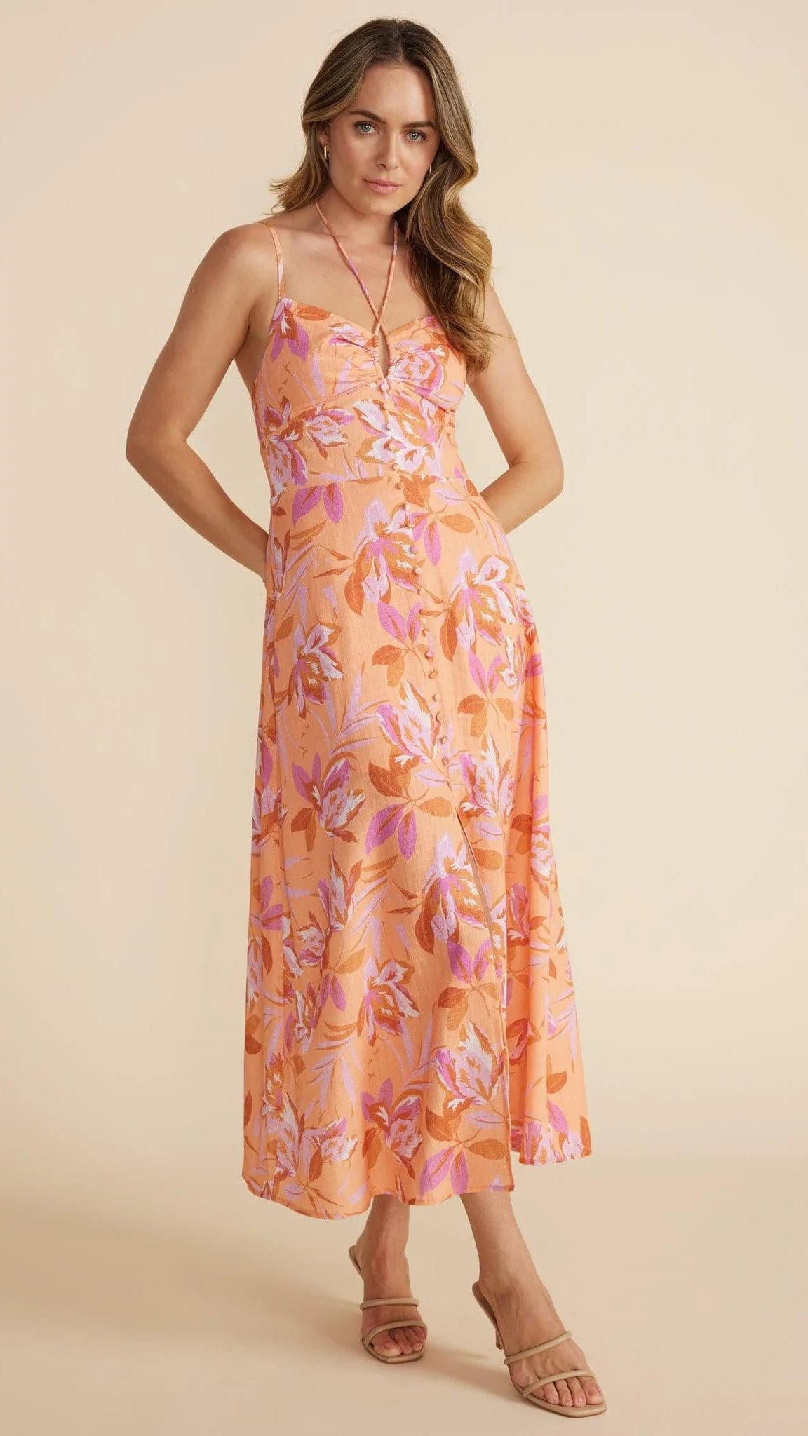 Kikodress - Carmen Halter Sundress - Pink Floral