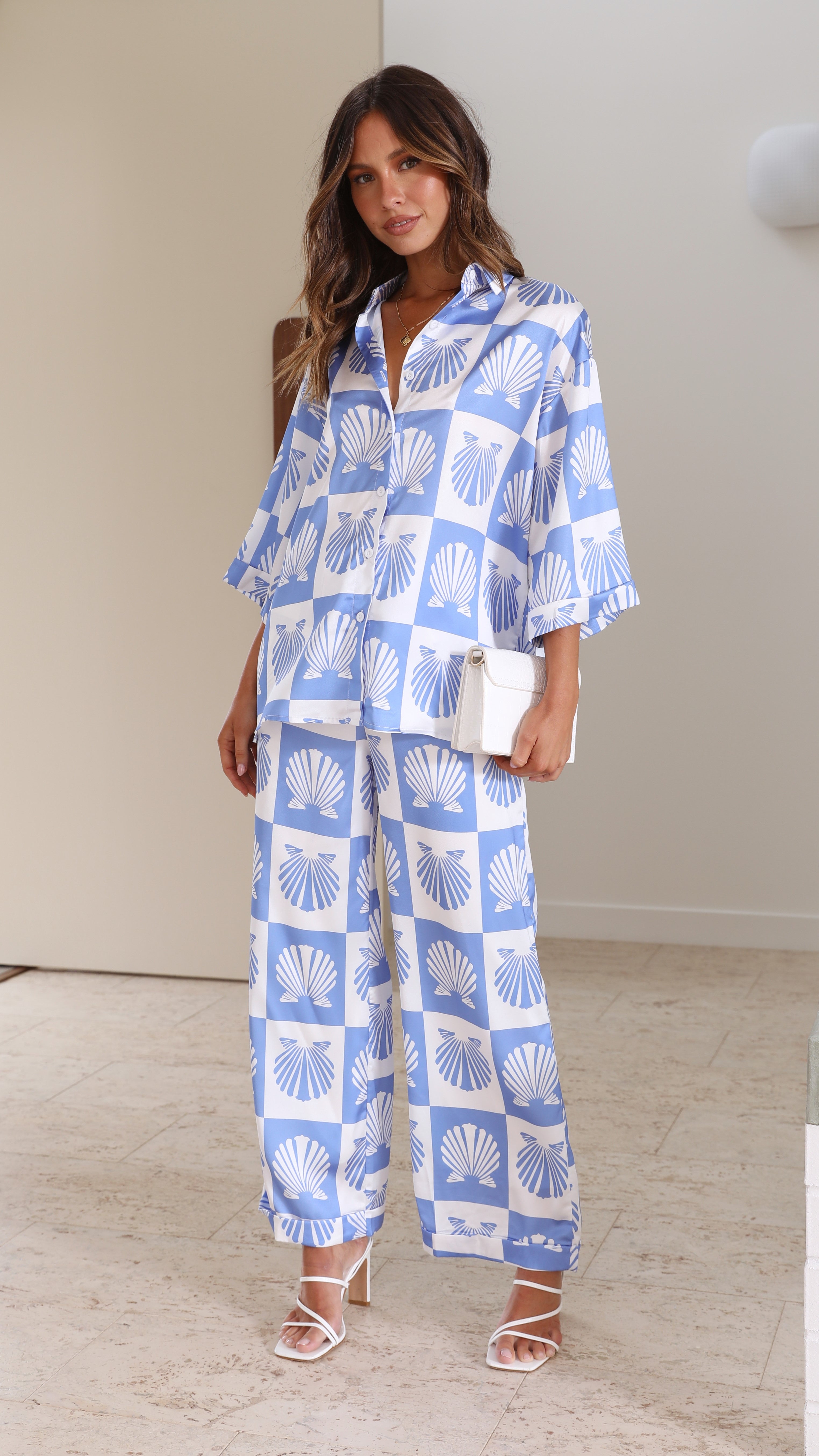 Kikodress - Camilla Shirt and Pants Set - Blue/White