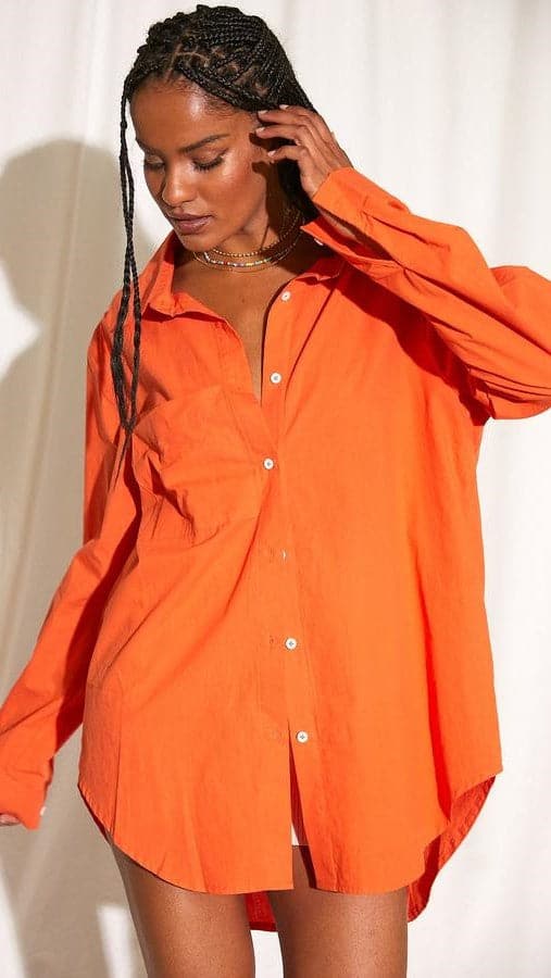 Kikodress - Bello Button Up Shirt - Tangerine