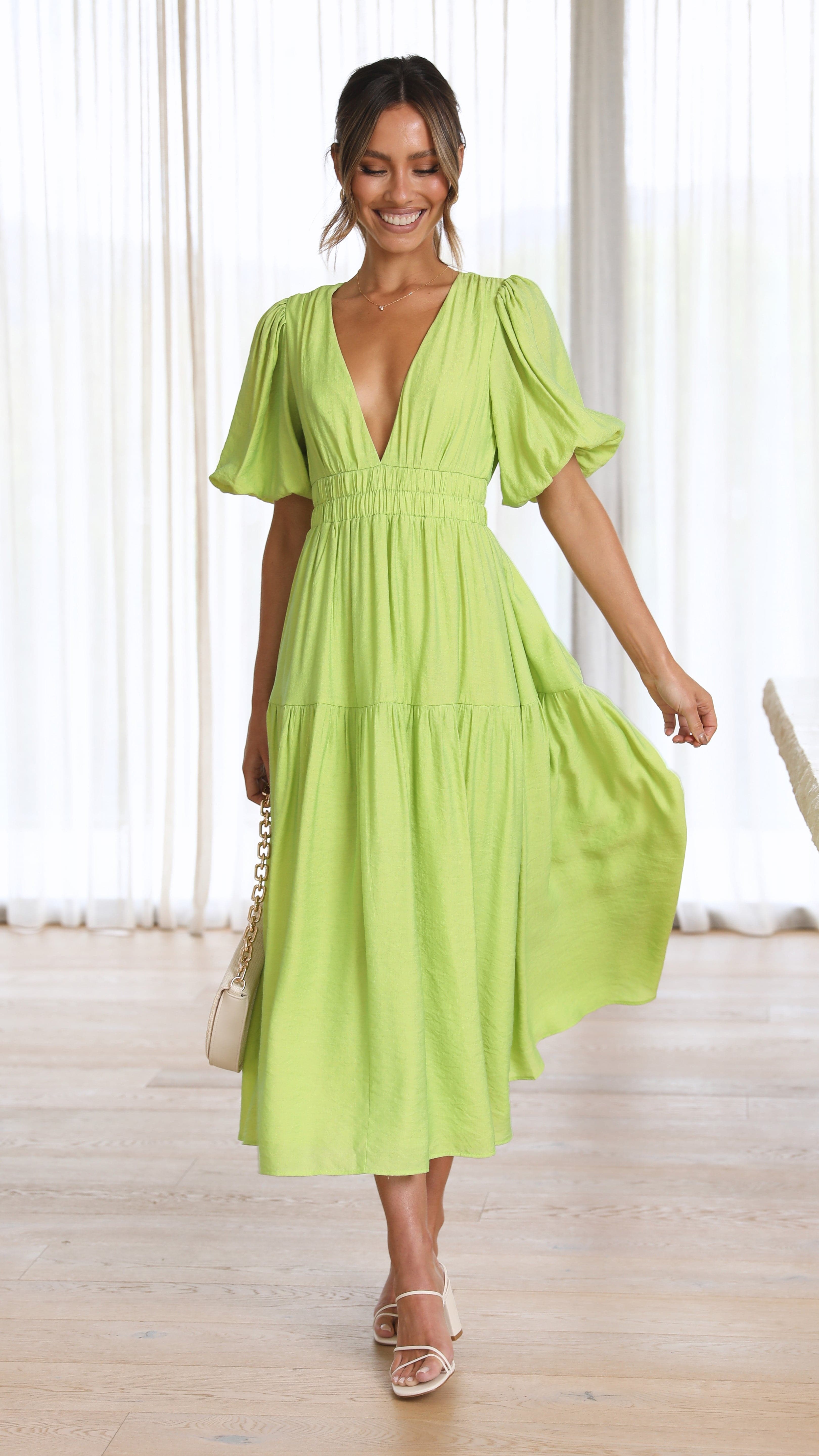 Kikodress - Erin Midi Dress - Lime