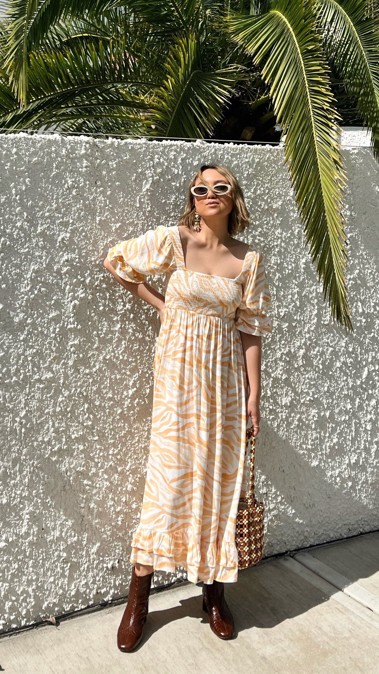 Kikodress - Gia Midi Dress - Orange Wave