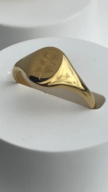 Kikodress - Sunflower Signet Ring - Gold