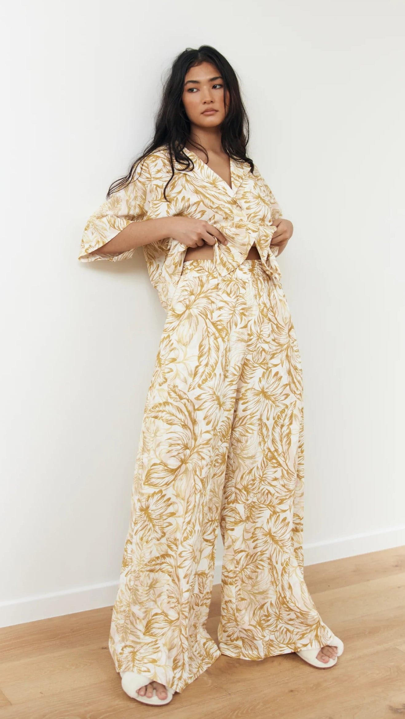 Kikodress - Tijuana Pants - Gold Leaf Print