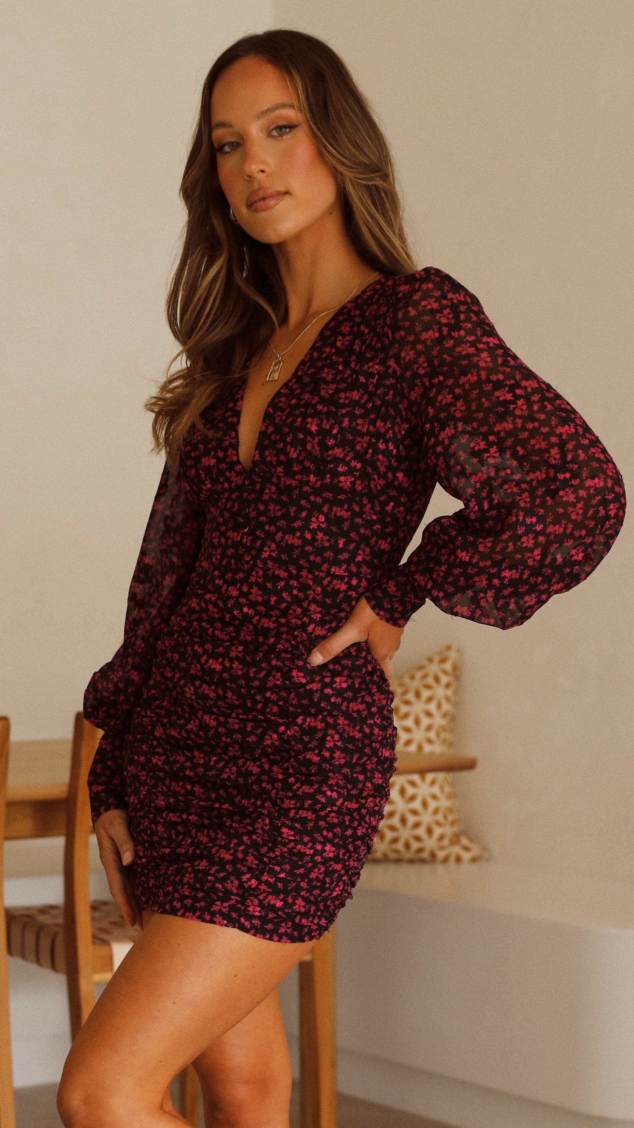 Kikodress - Magnolia Dress - Pink / Black