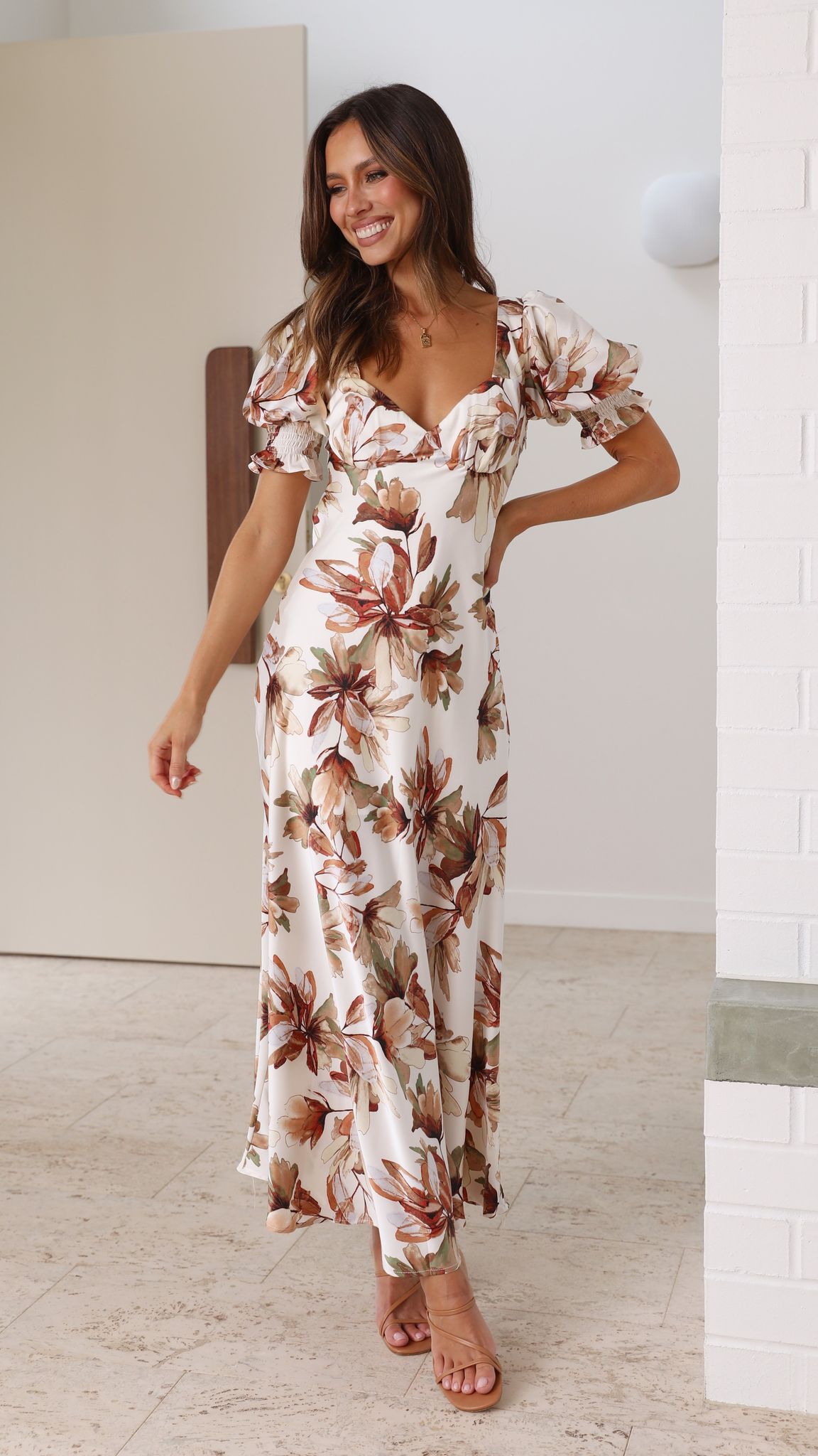 Kikodress - Irena Midi Dress - Brown Floral
