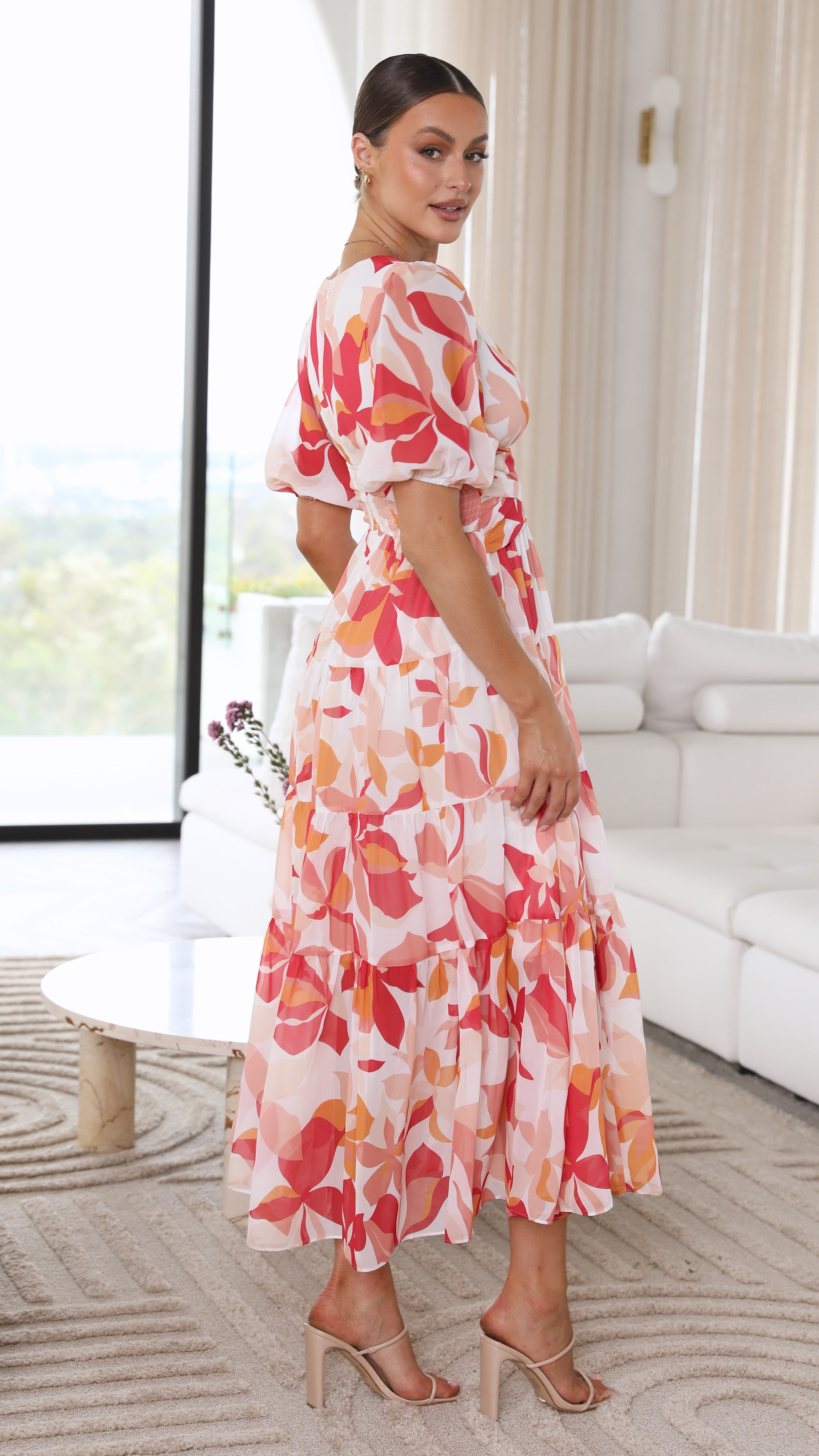 Kikodress - Levina Maxi Dress - Pink/Orange Floral