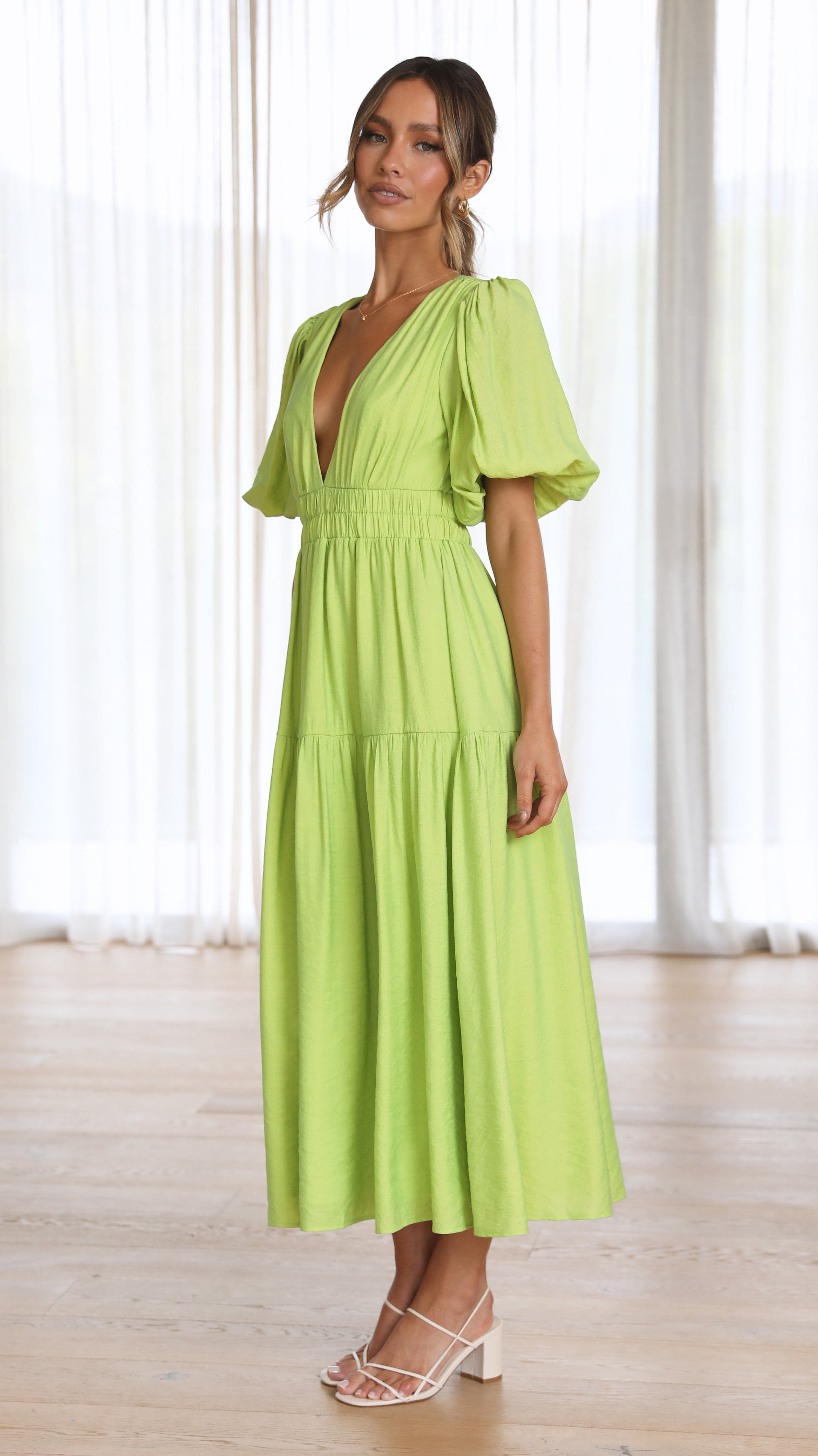Kikodress - Erin Midi Dress - Lime