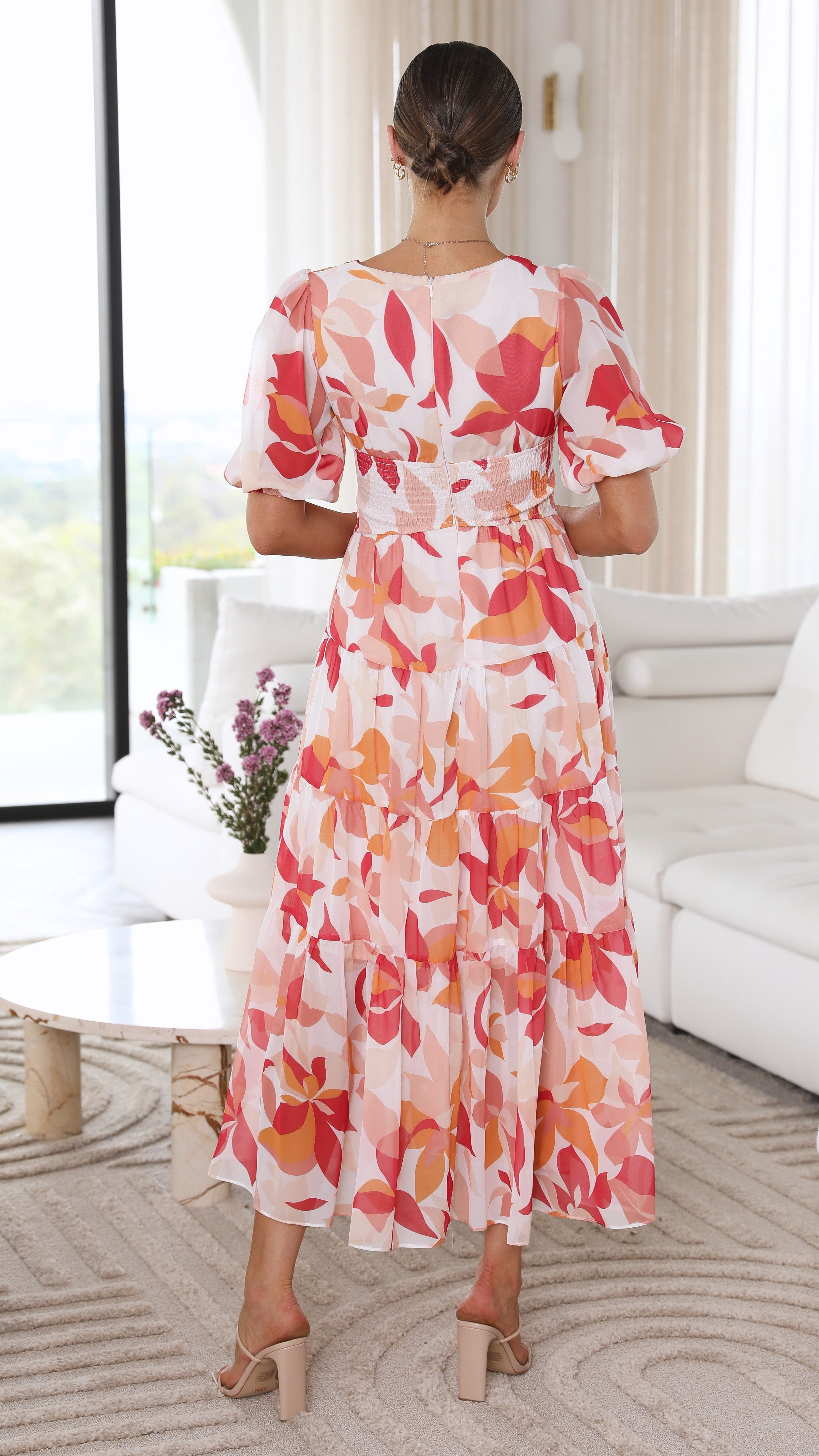 Kikodress - Levina Maxi Dress - Pink/Orange Floral