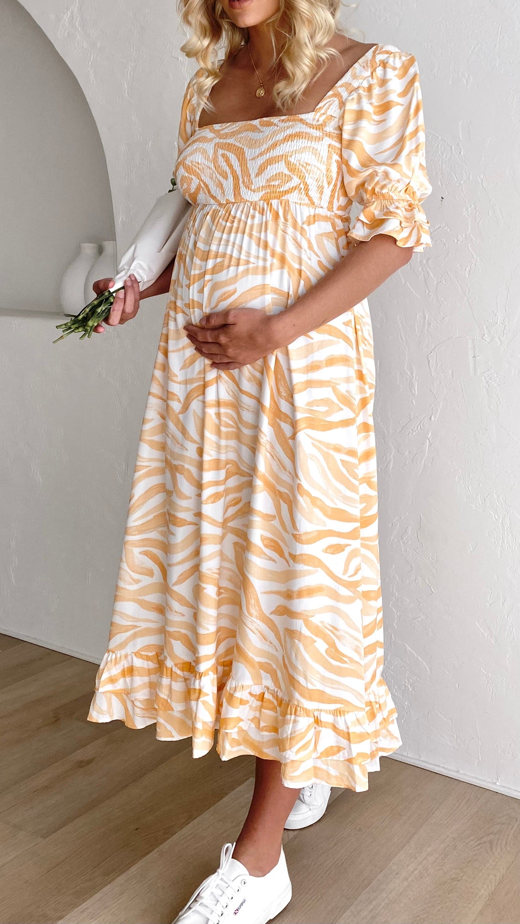 Kikodress - Gia Midi Dress - Orange Wave