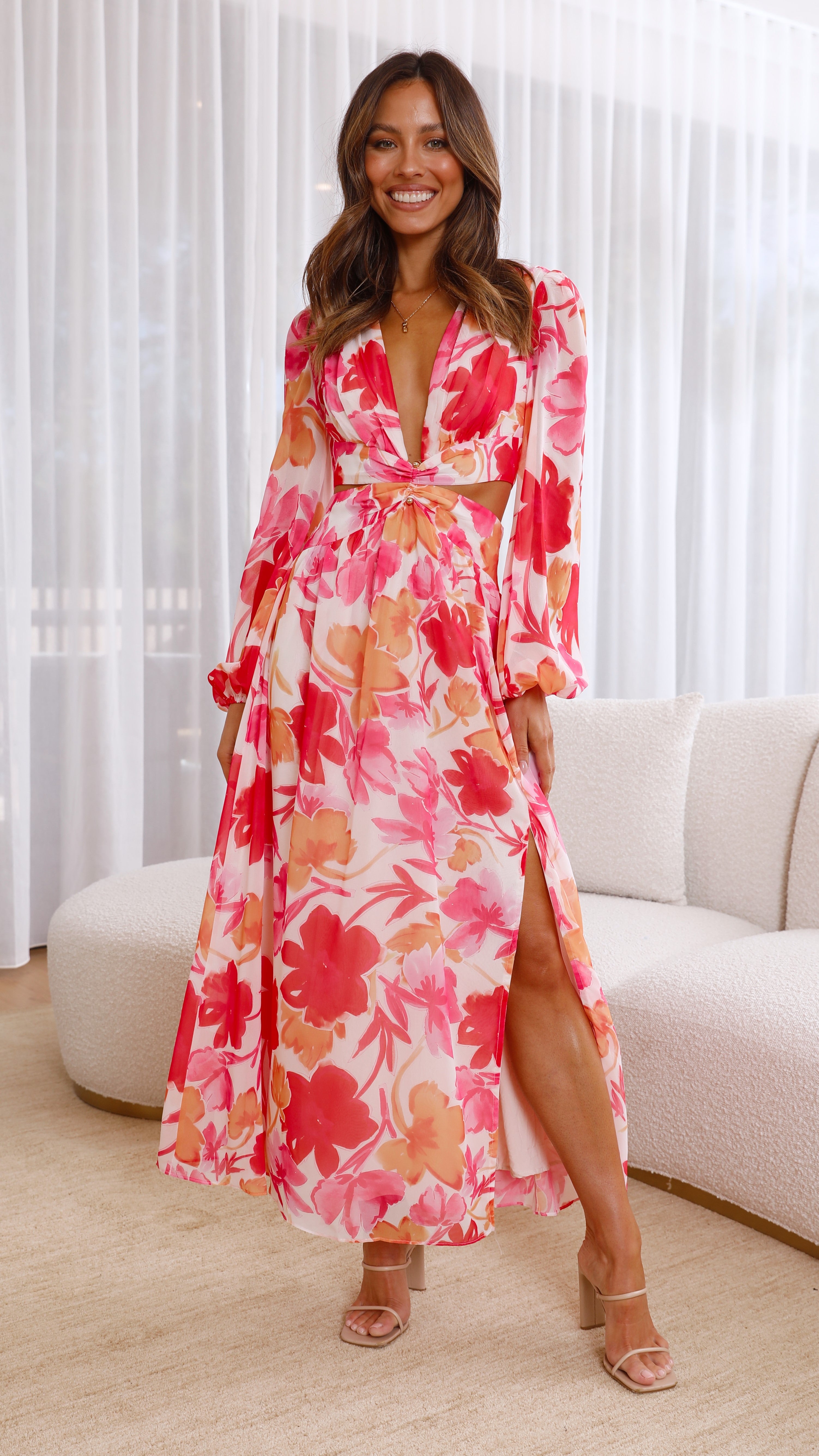Kikodress - Darby Maxi Dress - Pink/Red Floral