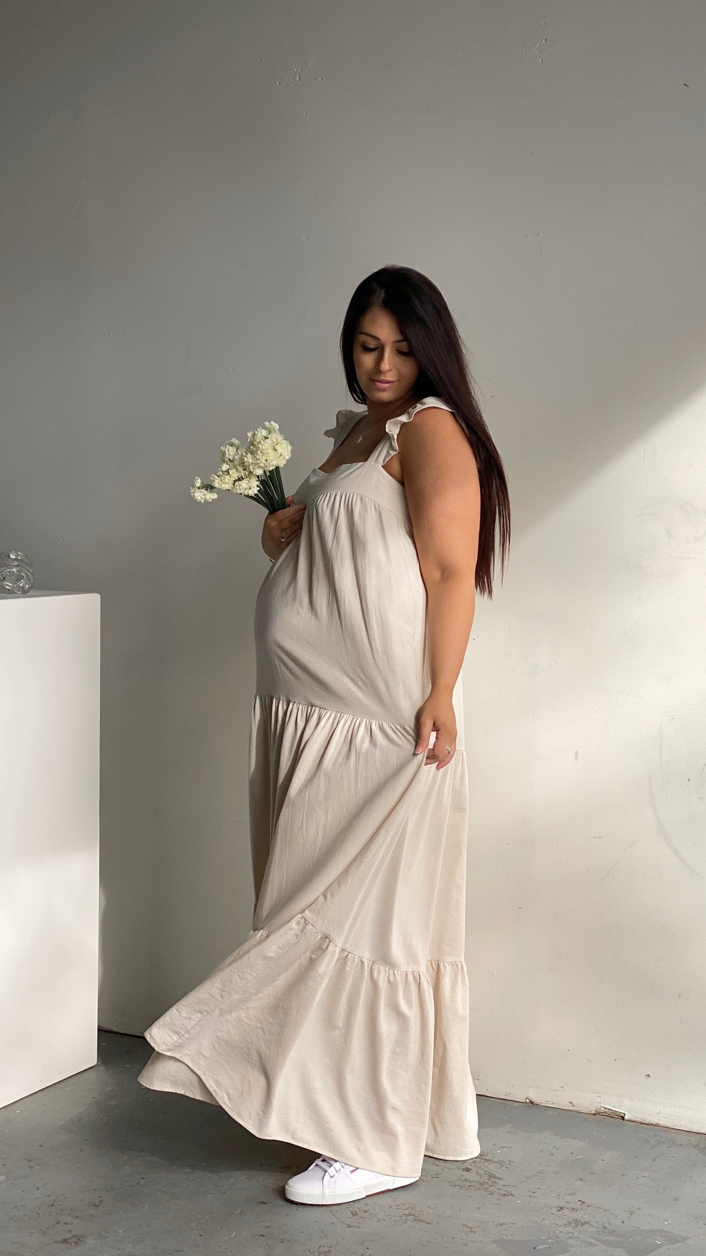 Kikodress - Kahlo Maxi Dress - Natural Oatley Print