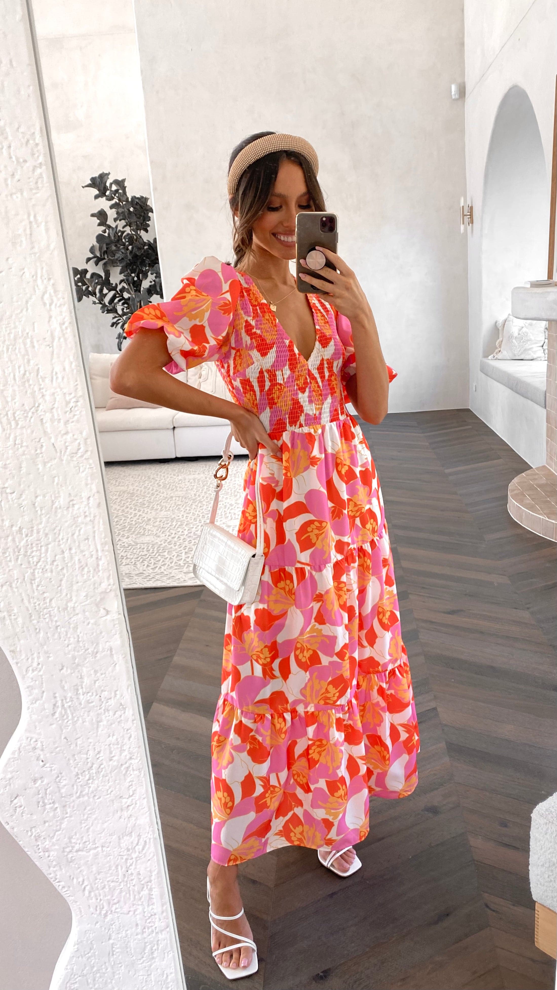 Kikodress - Abbie Maxi Dress - Orange Floral