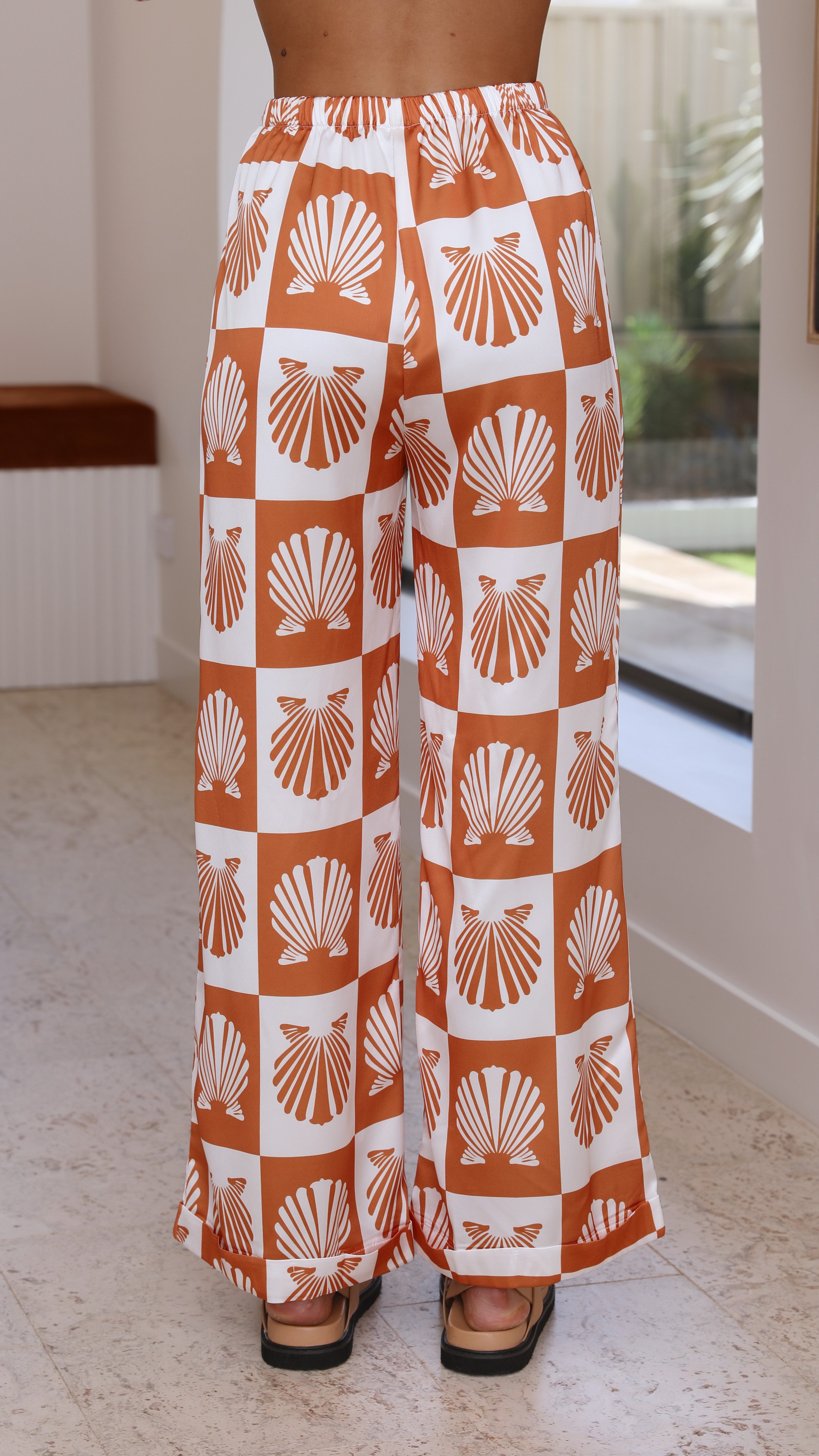 Kikodress - Camilla Shirt and Pants Set - Orange/White