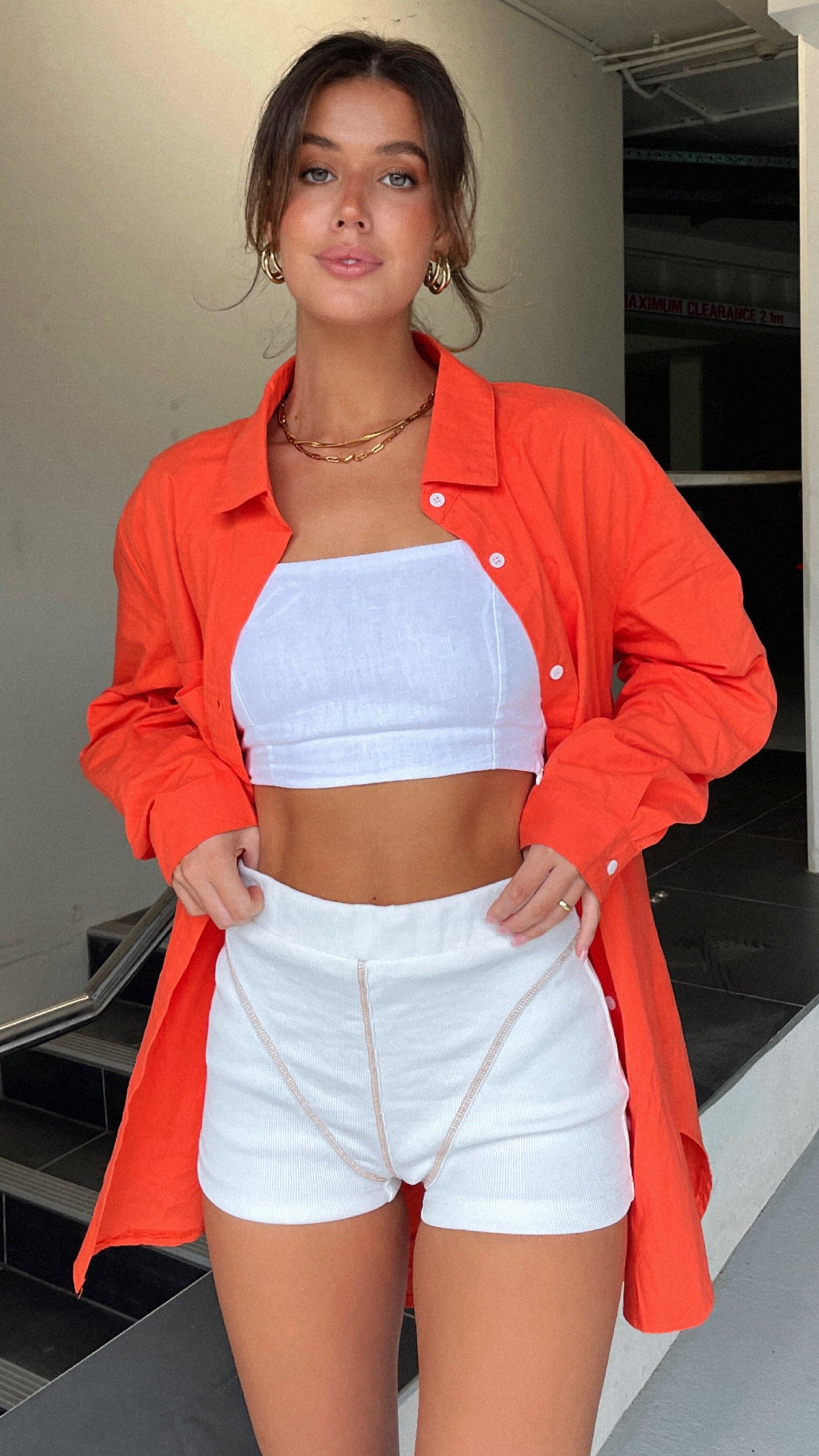 Kikodress - Bello Button Up Shirt - Tangerine