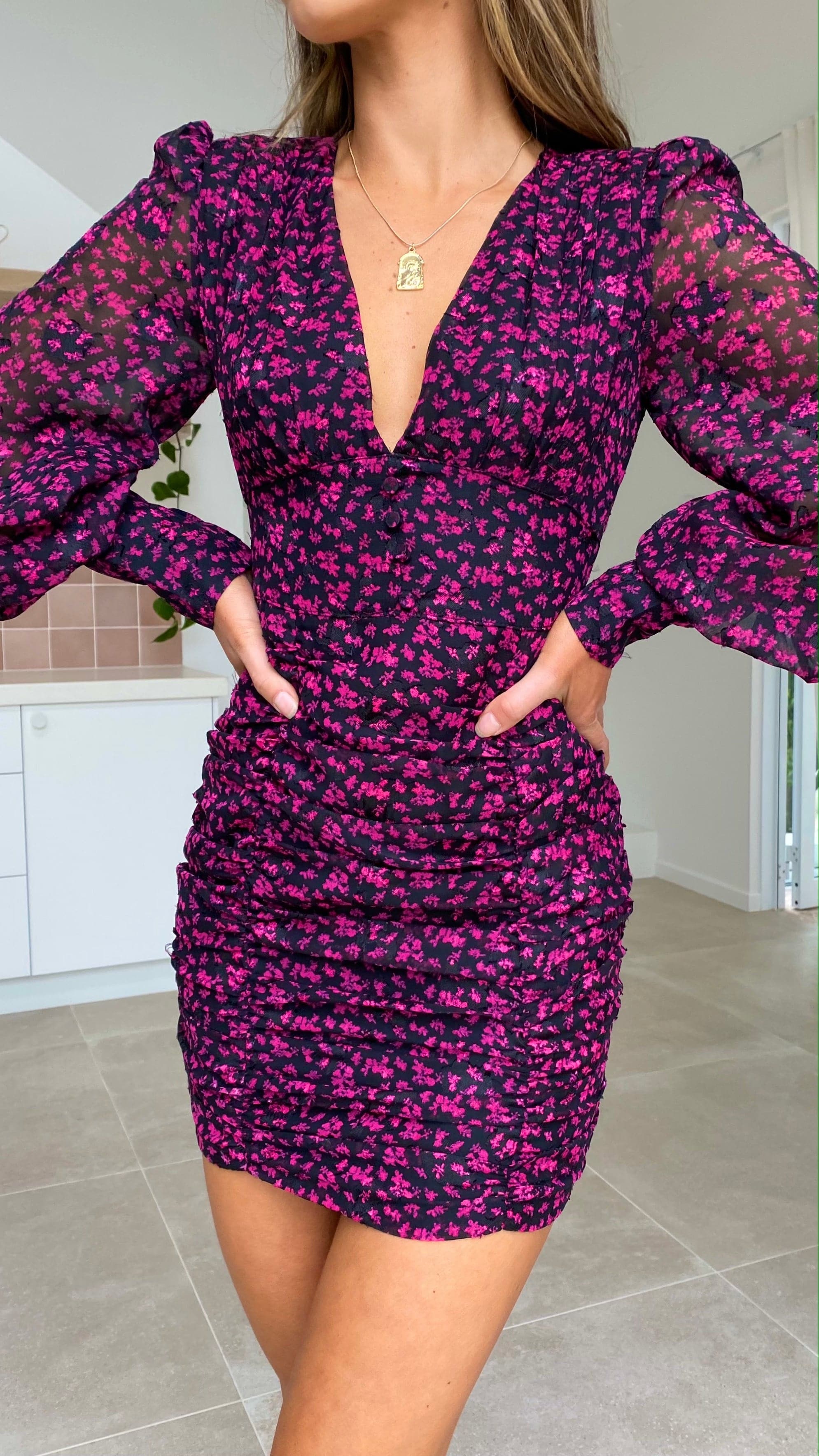 Kikodress - Magnolia Dress - Pink / Black