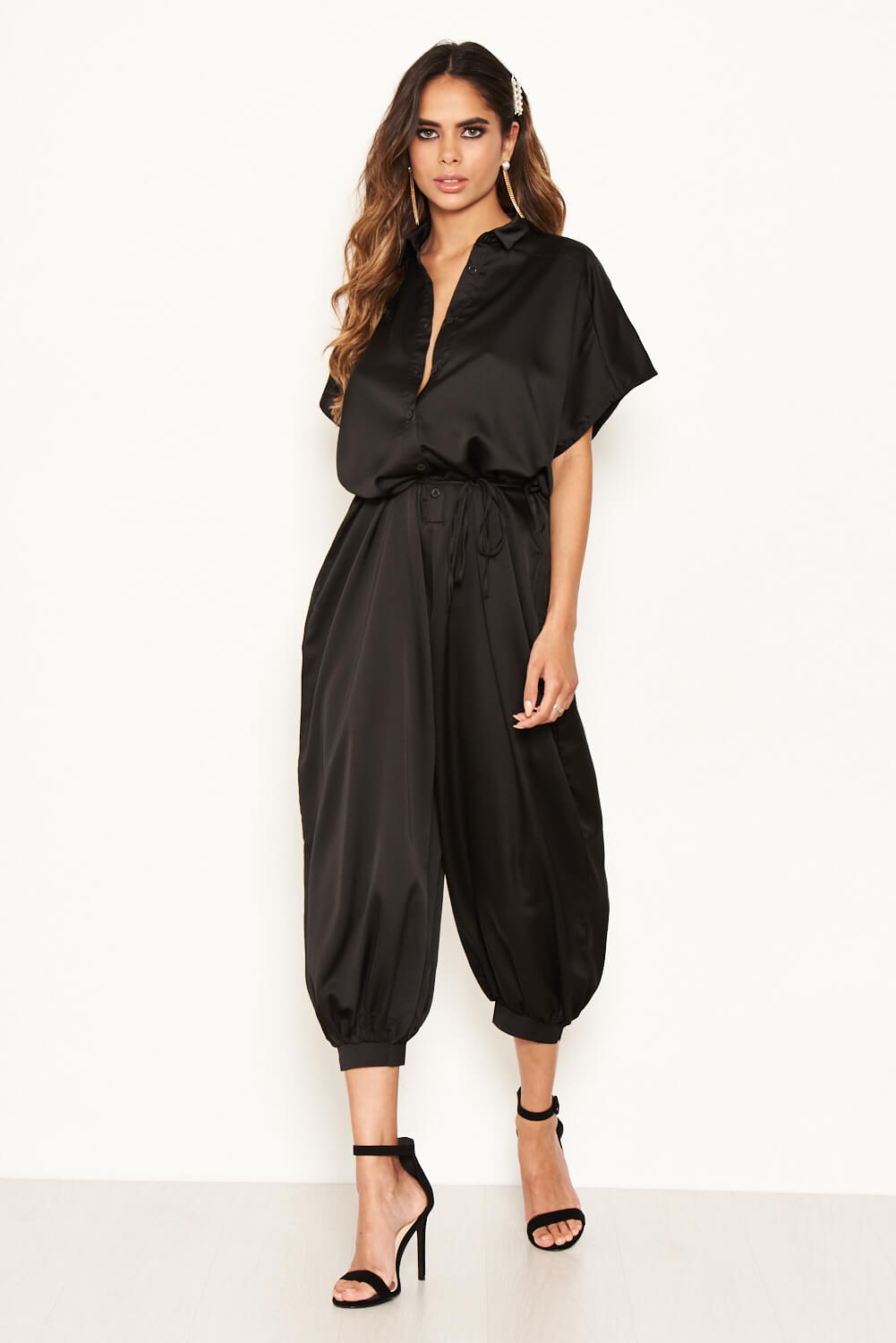 Kikodress - Black Button Up Jumpsuit