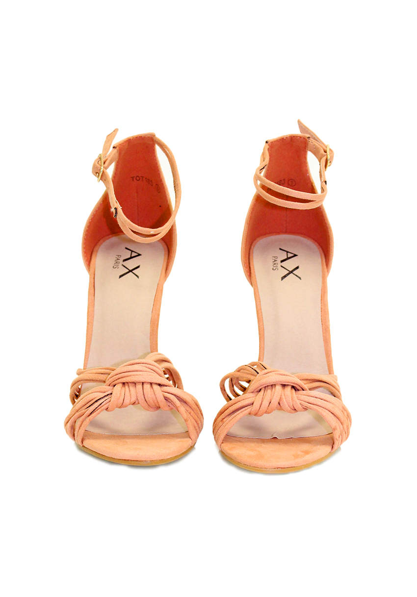 Kikodress - Peach Suede Knot Front Heels