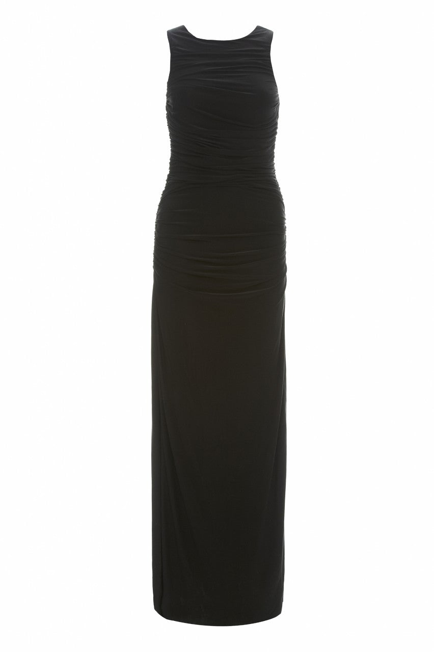 Kikodress - High Neck Ruched Maxi Dress