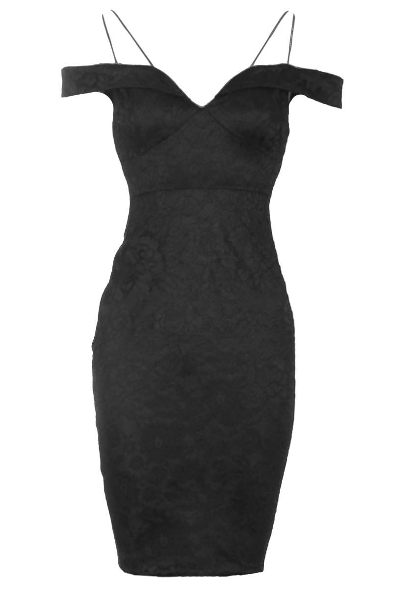 Kikodress - Black Lace Strappy Midi Dress