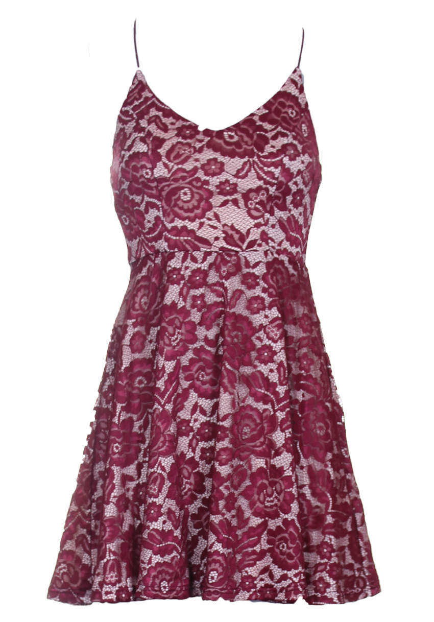 Kikodress - Wine Strappy Skater Dress