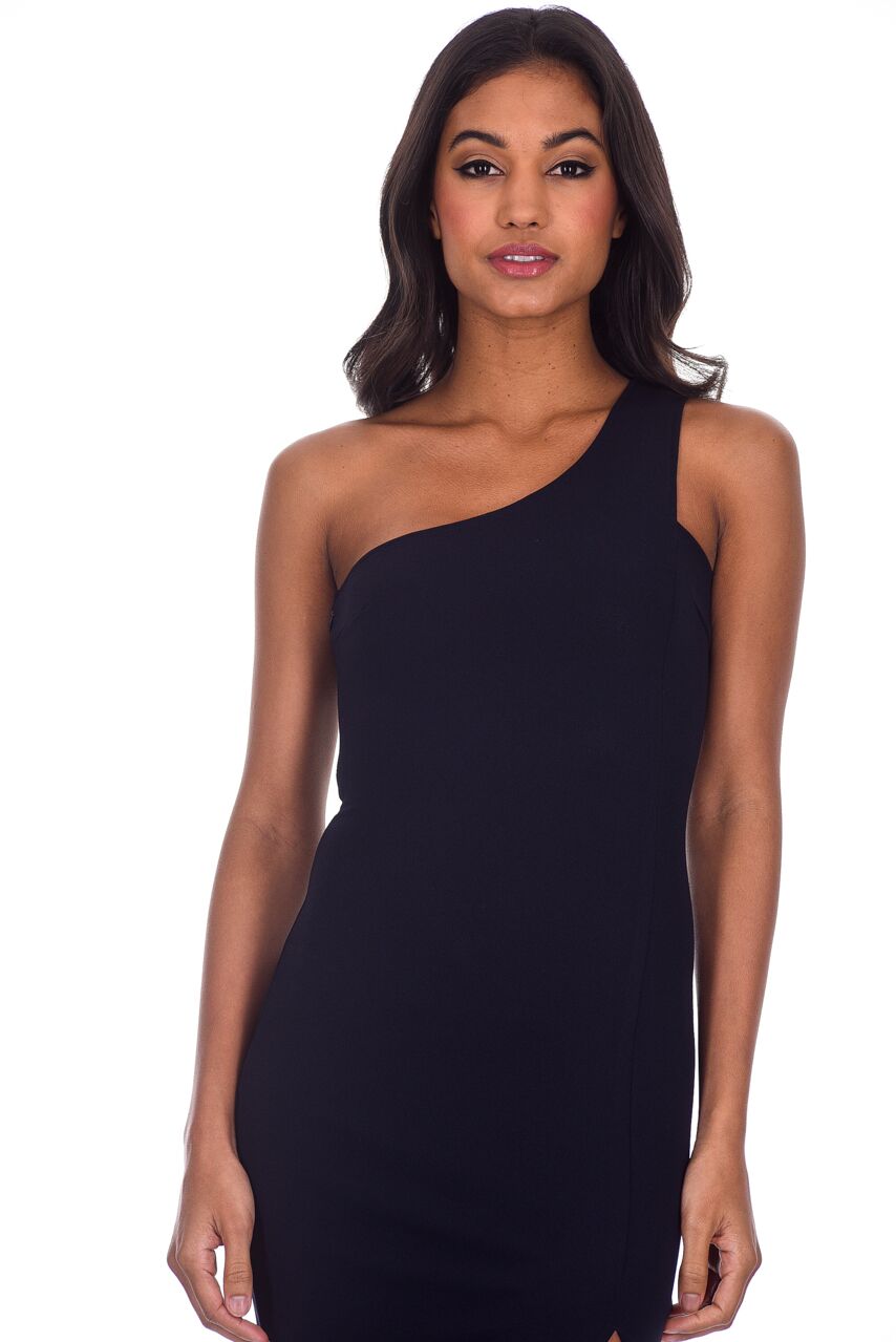 Kikodress - Navy Asymmetric Thigh Split Maxi Dress