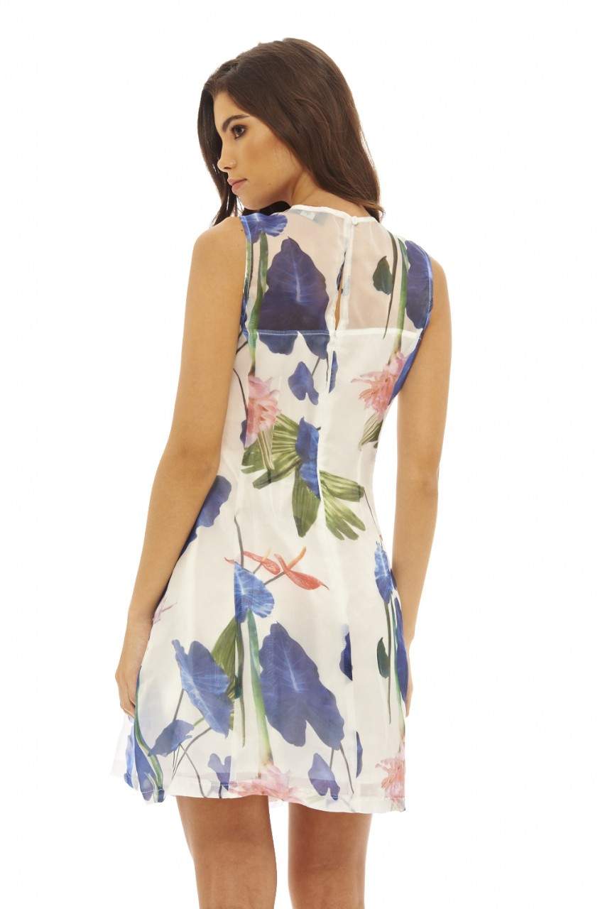 Kikodress - Sheer Floral Skater Dress