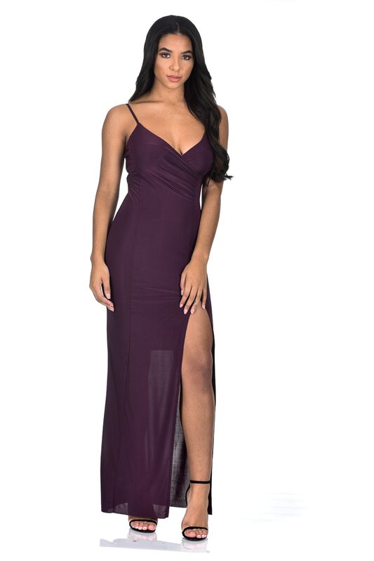 Kikodress - Plum Slinky Maxi Dress