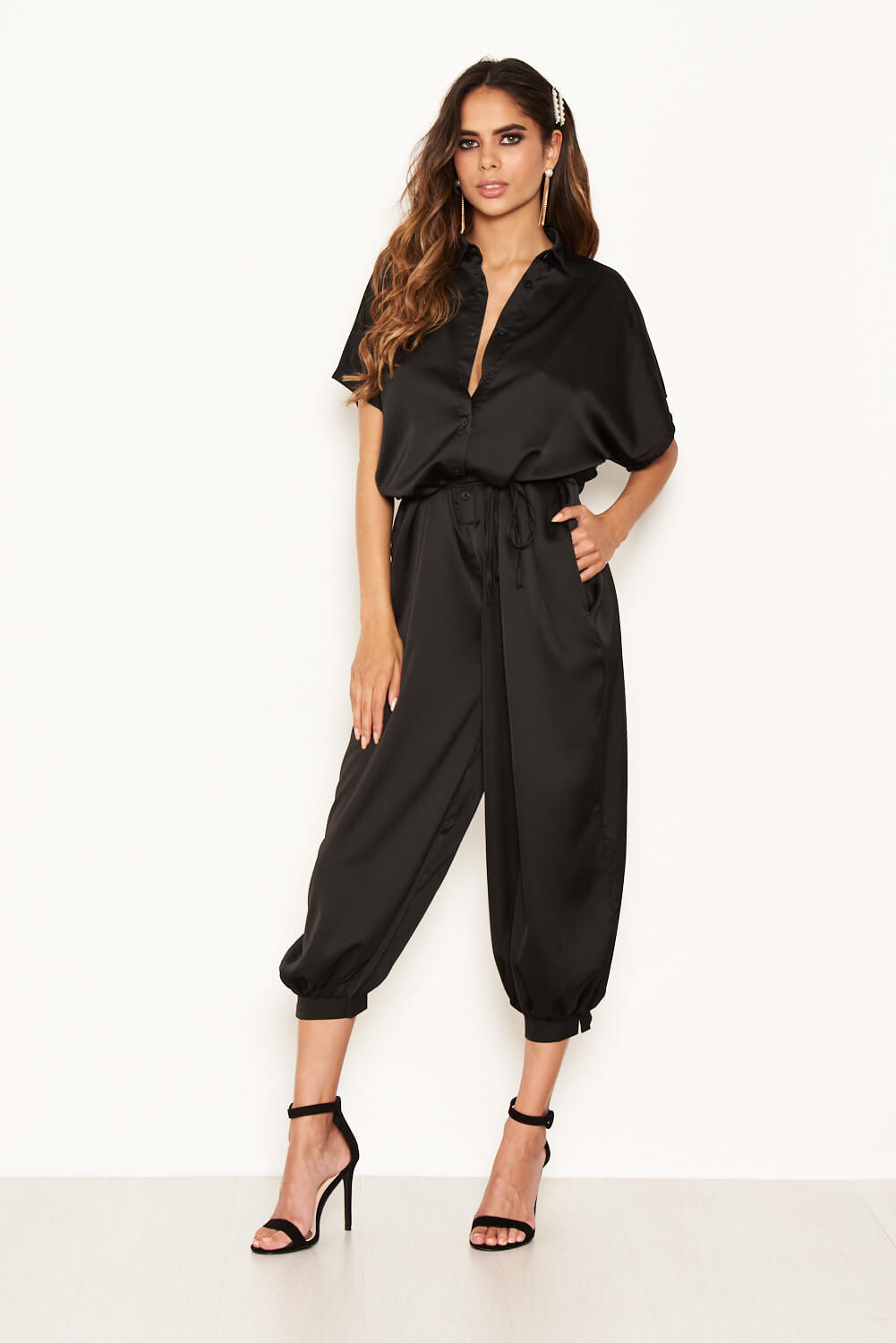 Kikodress - Black Button Up Jumpsuit
