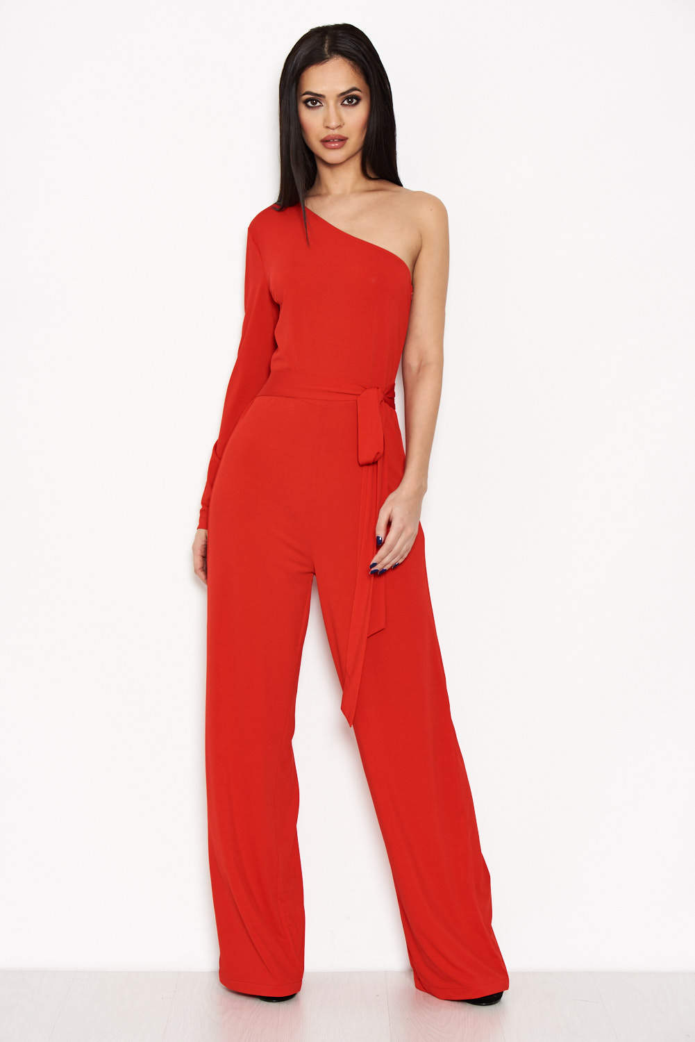 Kikodress - Red One Shoulder Jumpsuit