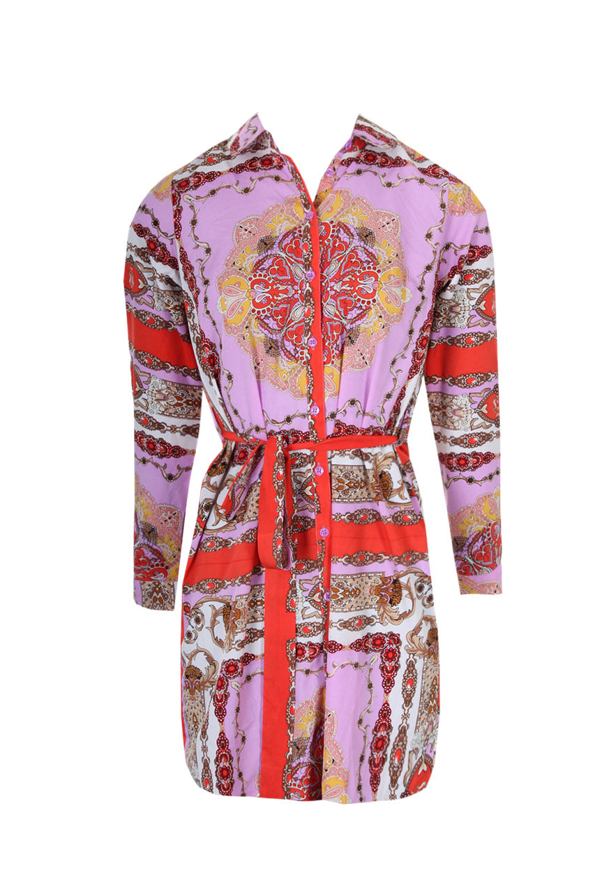 Kikodress - Lilac Patterned Shirt Dress
