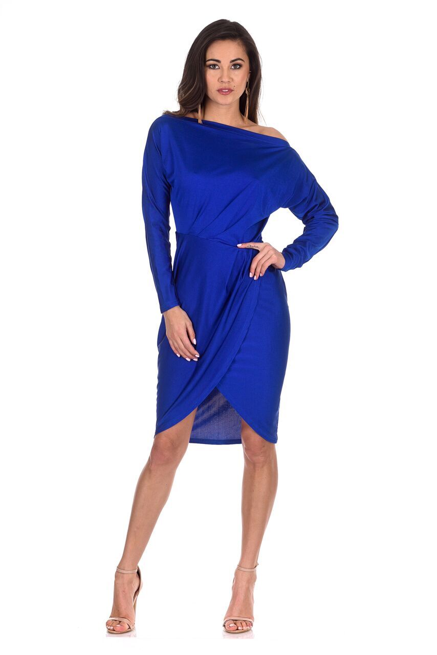 Kikodress - Blue Wrap Midi Dress