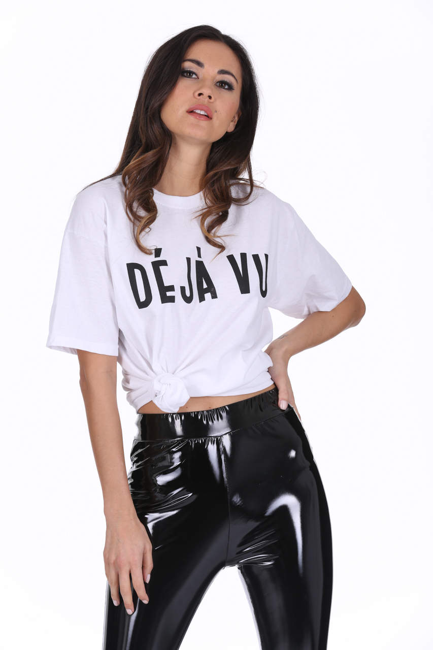 Kikodress - White Deja Vu Slogan T-Shirt