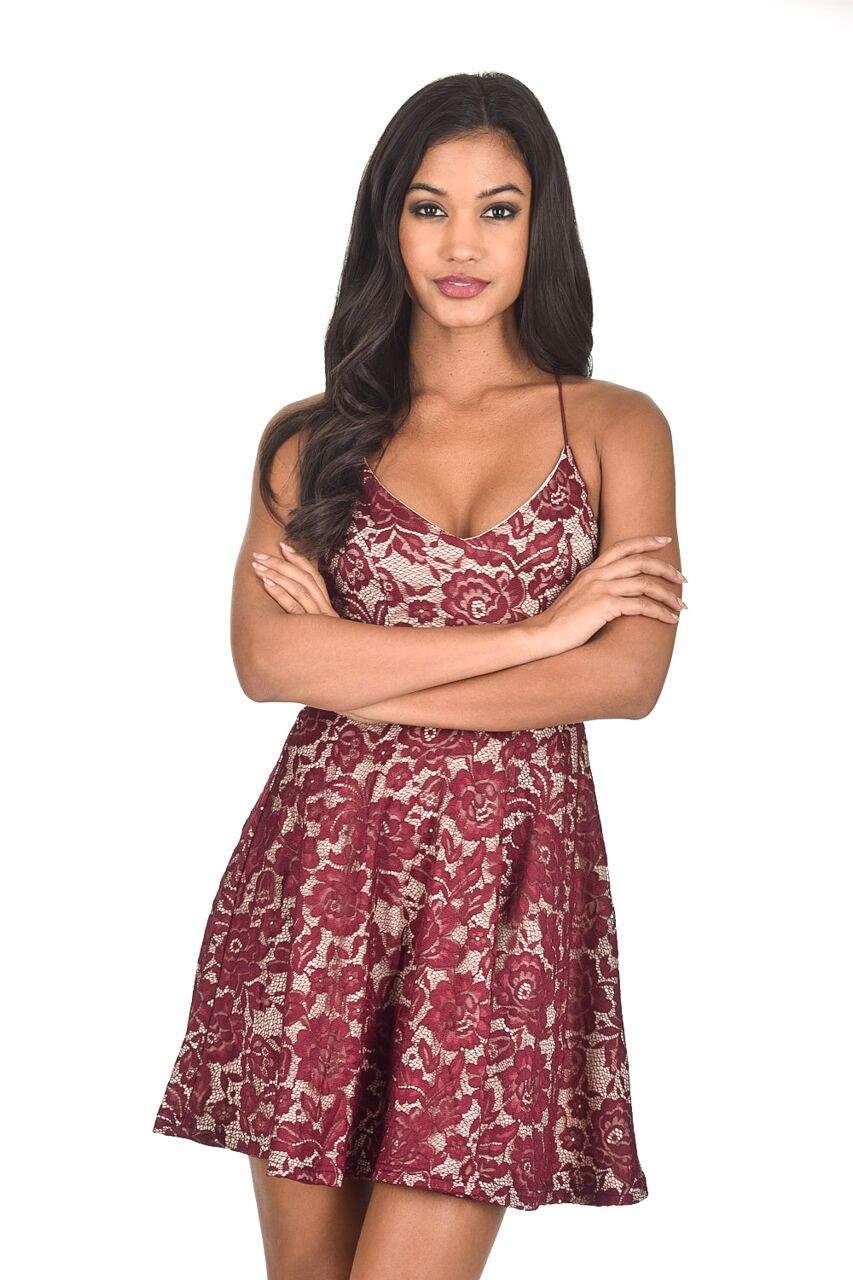 Kikodress - Wine Strappy Skater Dress