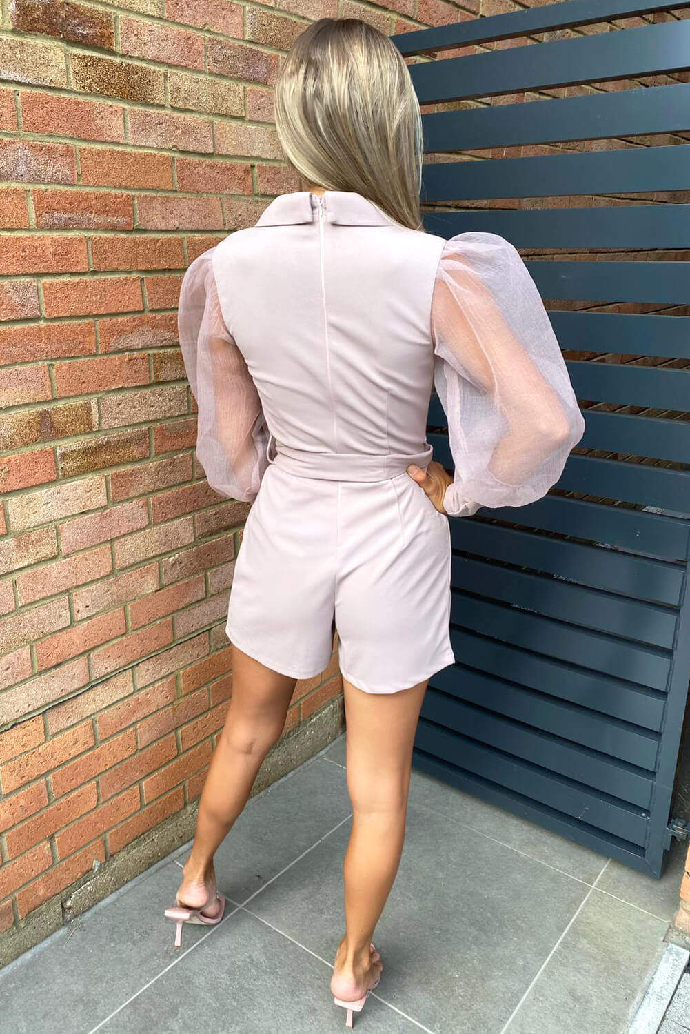 Kikodress - Mushroom Puff Sleeve Blazer Playsuit