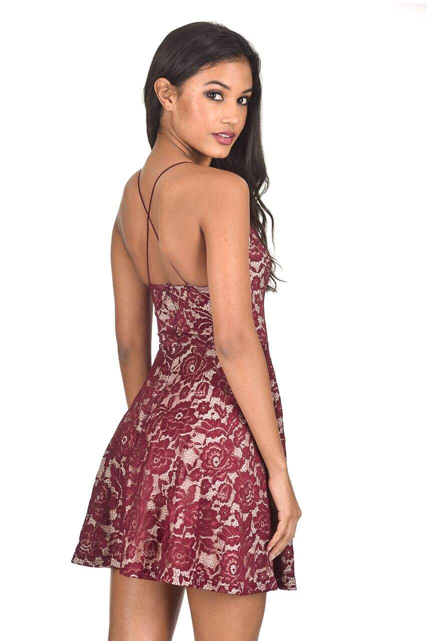 Kikodress - Wine Strappy Skater Dress