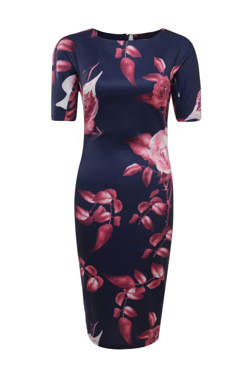 Kikodress - Rose Print Bodycon Dress