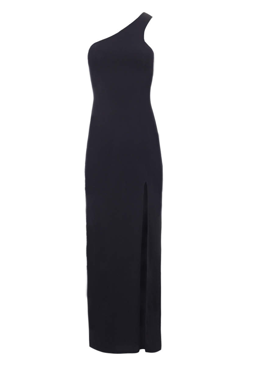 Kikodress - Navy Asymmetric Thigh Split Maxi Dress