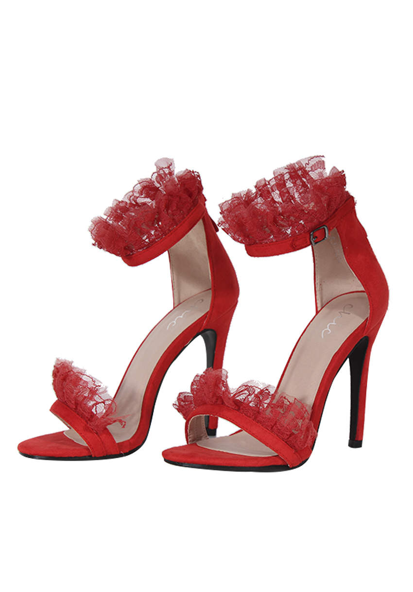 Kikodress - Red Lace Detail Stiletto Heels