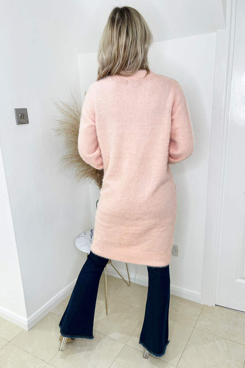 Kikodress - Pink Fluffy Long Cardigan