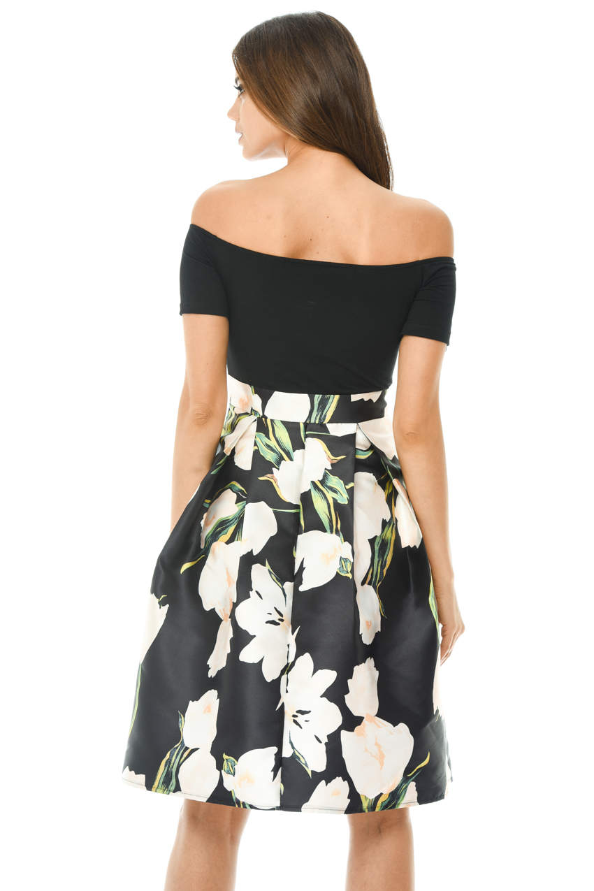 Kikodress - Floral 2 in 1 Printed Skater Dress