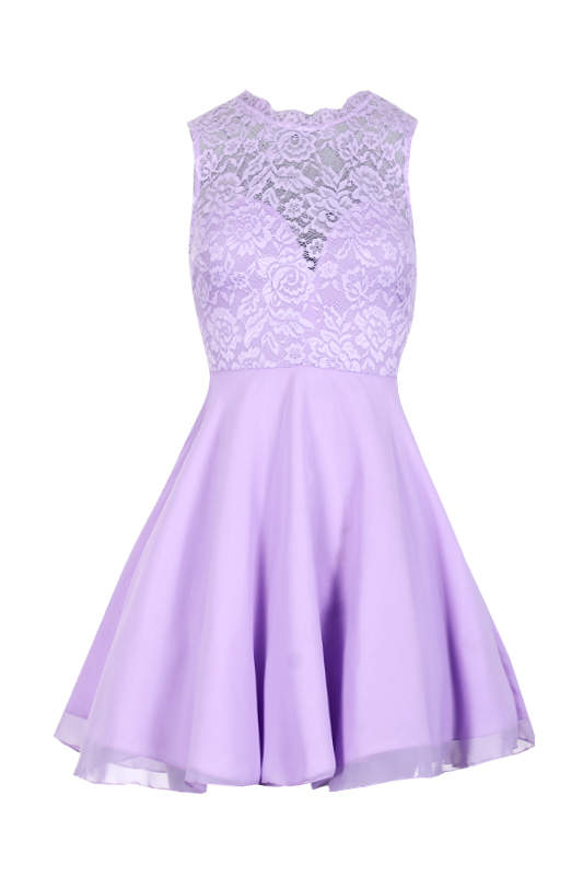 Kikodress - Lilac Lace Top Skater Dress