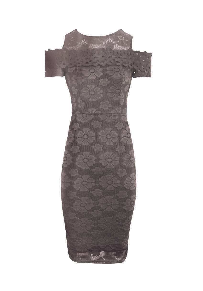 Kikodress - Grey Lace Bodycon Dress