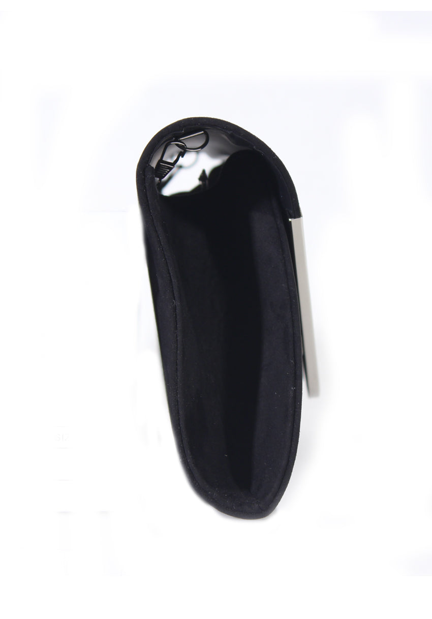 Kikodress - Black Rounded Clutch with Silver Detail