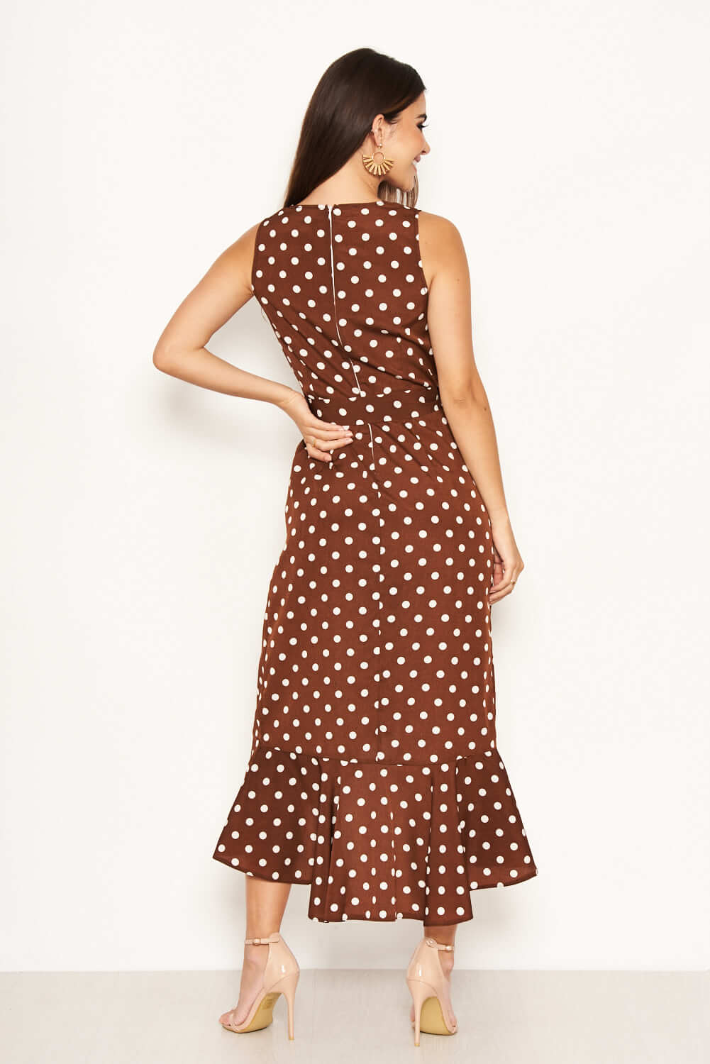 Kikodress - Brown Polka Dot Wrap Dress