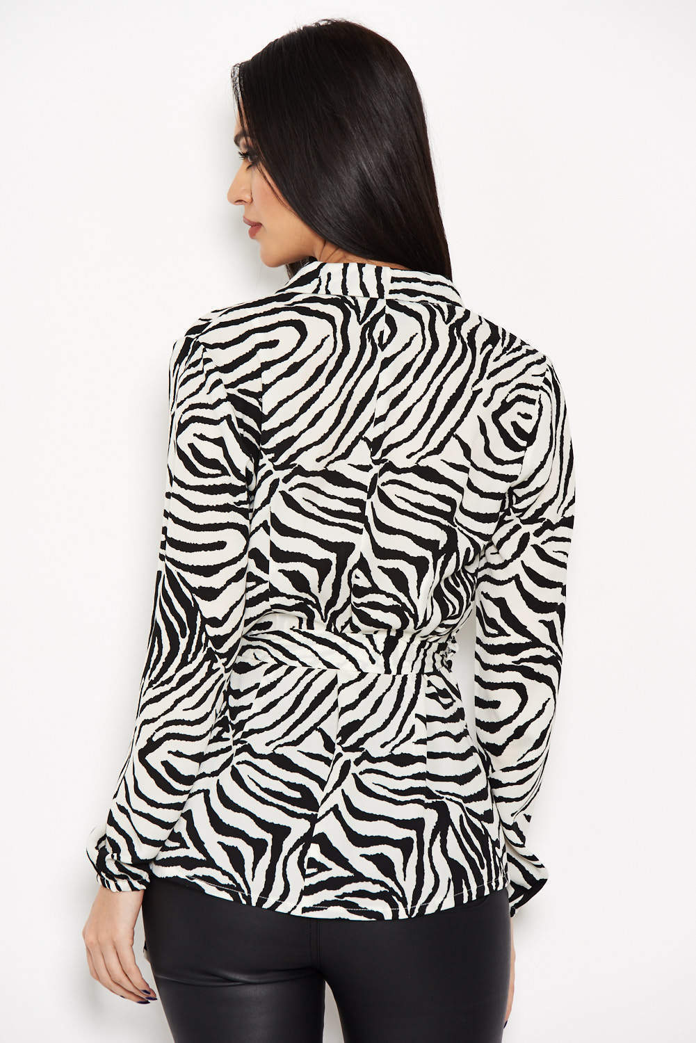 Kikodress - Zebra Printed Tie Waist Top