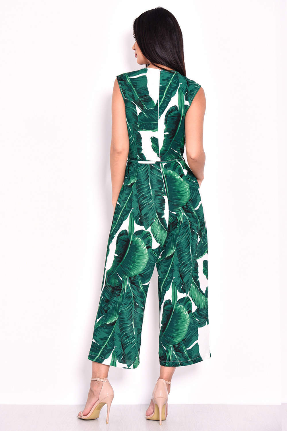 Kikodress - Tropical Print Jumpsuit With V-Neckline