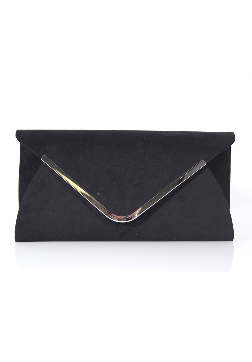 Kikodress - Black Rounded Clutch with Silver Detail